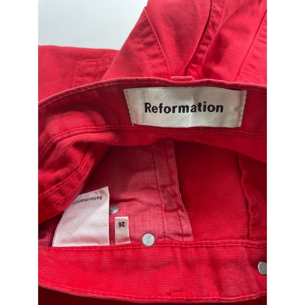 Reformation Pants Womens 26 Red Wide Leg New Cropped Cherry - Picture 6 of 12